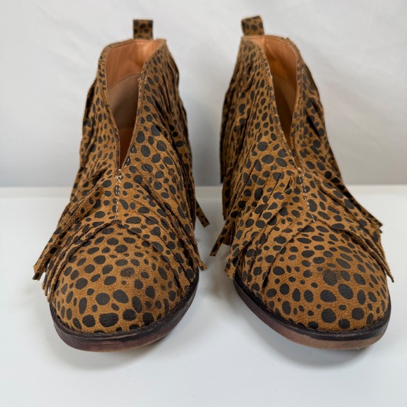 Maya Babe Fringe Ankle Boots Women's Cheetah Print Western Style Fun‎ Fashion 10 - Picture 8 of 15
